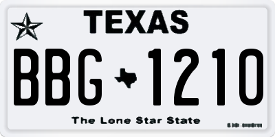 TX license plate BBG1210