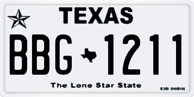 TX license plate BBG1211