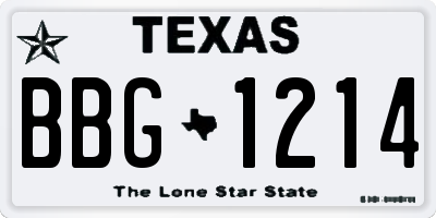 TX license plate BBG1214