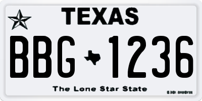 TX license plate BBG1236