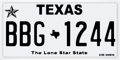 TX license plate BBG1244