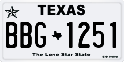 TX license plate BBG1251