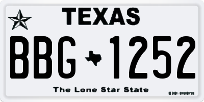 TX license plate BBG1252