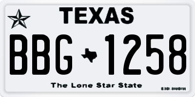 TX license plate BBG1258