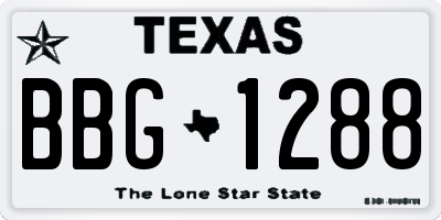 TX license plate BBG1288