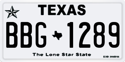 TX license plate BBG1289