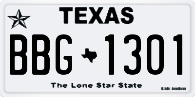 TX license plate BBG1301