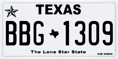 TX license plate BBG1309