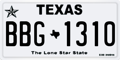 TX license plate BBG1310