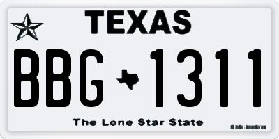 TX license plate BBG1311