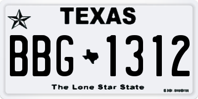 TX license plate BBG1312