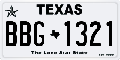 TX license plate BBG1321