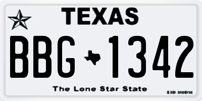 TX license plate BBG1342