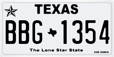 TX license plate BBG1354
