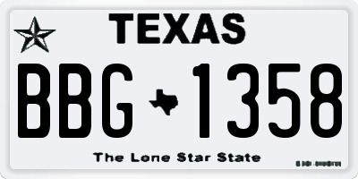 TX license plate BBG1358