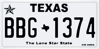 TX license plate BBG1374