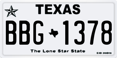 TX license plate BBG1378