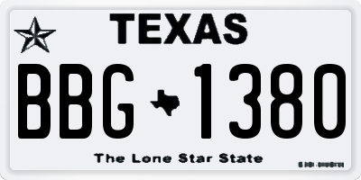 TX license plate BBG1380