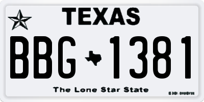 TX license plate BBG1381