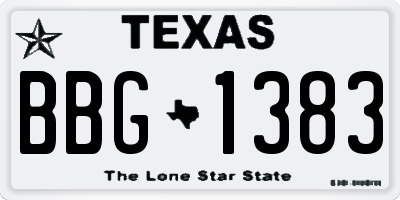TX license plate BBG1383