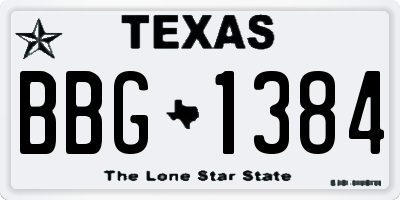 TX license plate BBG1384