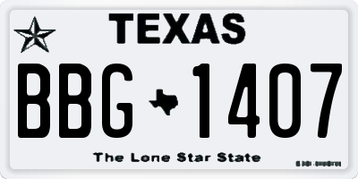 TX license plate BBG1407