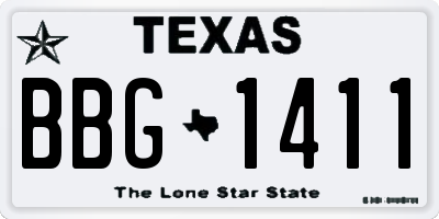 TX license plate BBG1411