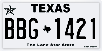 TX license plate BBG1421