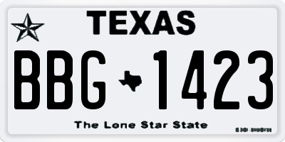 TX license plate BBG1423
