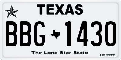 TX license plate BBG1430