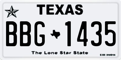 TX license plate BBG1435