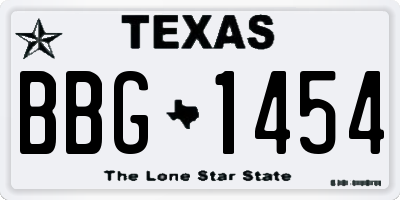 TX license plate BBG1454