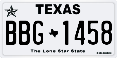 TX license plate BBG1458