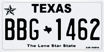 TX license plate BBG1462
