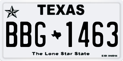 TX license plate BBG1463