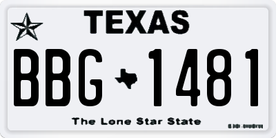 TX license plate BBG1481
