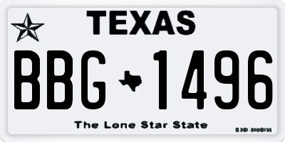 TX license plate BBG1496