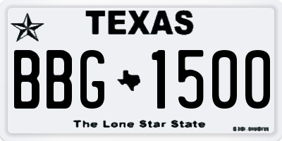 TX license plate BBG1500