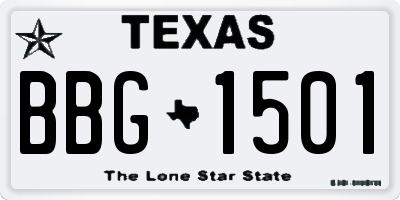 TX license plate BBG1501