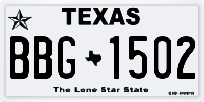 TX license plate BBG1502