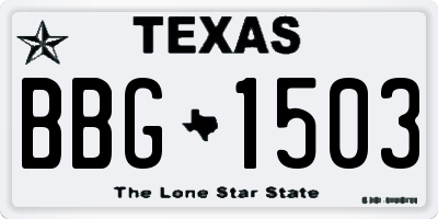 TX license plate BBG1503