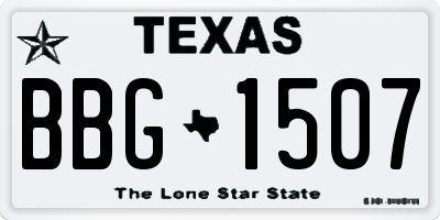TX license plate BBG1507