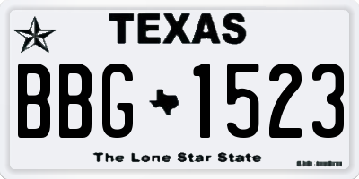 TX license plate BBG1523