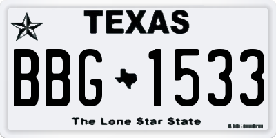 TX license plate BBG1533