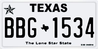 TX license plate BBG1534