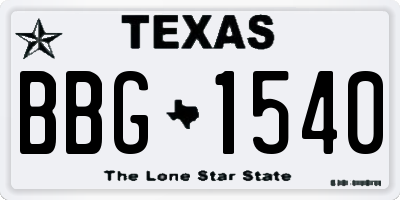 TX license plate BBG1540