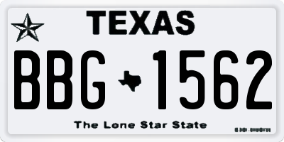 TX license plate BBG1562