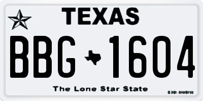 TX license plate BBG1604
