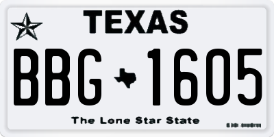 TX license plate BBG1605