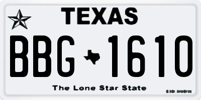 TX license plate BBG1610